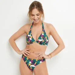 Lilou MAILLOT DE BAIN SLIP MIDI MULTICO ROSE -Collants importe boutique 20016000 D