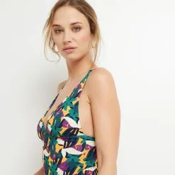 Lilou MAILLOT DE BAIN 1 PIECE TRIANGLE MULTICO ROSE -Collants importe boutique 20016200 D