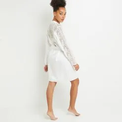 TINA DESHABILLE DENTELLE BLANC -Collants importe boutique 20019100 D