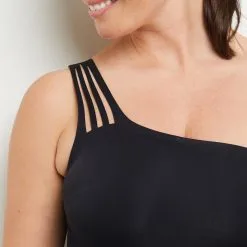 Lisa MAILLOT DE BAIN 1 PIECE 1 EPAULE NOIR -Collants importe boutique 20050200 Z