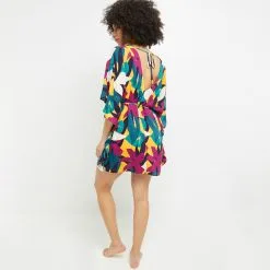 Lilou TUNIQUE BEACHWEAR MULTICO ROSE -Collants importe boutique 20056300 D