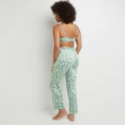 Barney PANTALON SATIN IMPRIME Vert Clair -Collants importe boutique 20063900 D