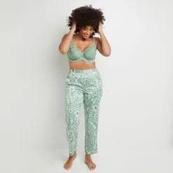 Barney PANTALON SATIN IMPRIME Vert Clair