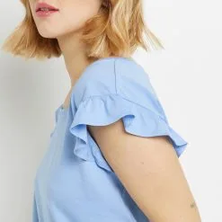 BILL TEE SHIRT MANCHES COURTES COTON BLEU CLAIR -Collants importe boutique 20065800 Z