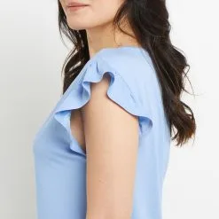 BILL NUISETTE MANCHES COURTES COTON BLEU CLAIR -Collants importe boutique 20065900 Z