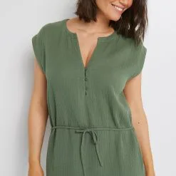 JAEL TUNIQUE GAZE DE COTON KAKI -Collants importe boutique 42595302 Z