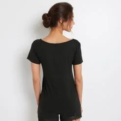 SYARA TEE SHIRT MANCHES COURTES NOIR -Collants importe boutique 43186800 D
