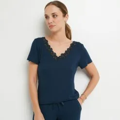 SYARA TEE SHIRT MANCHES COURTES MARINE