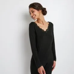 SYARA TEE SHIRT MANCHES LONGUES NOIR