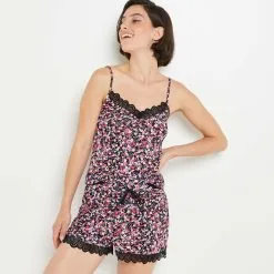 SYARA SHORT VISCOSE NOIR/ROSE