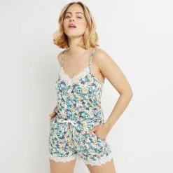 SYARA SHORT VISCOSE BLANC/VERT