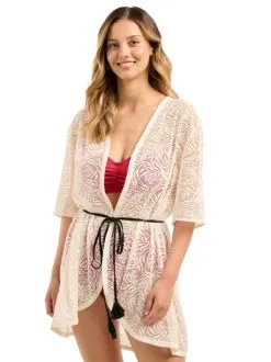 SANS COMPLEXE Kimono En Dentelle Cover Up